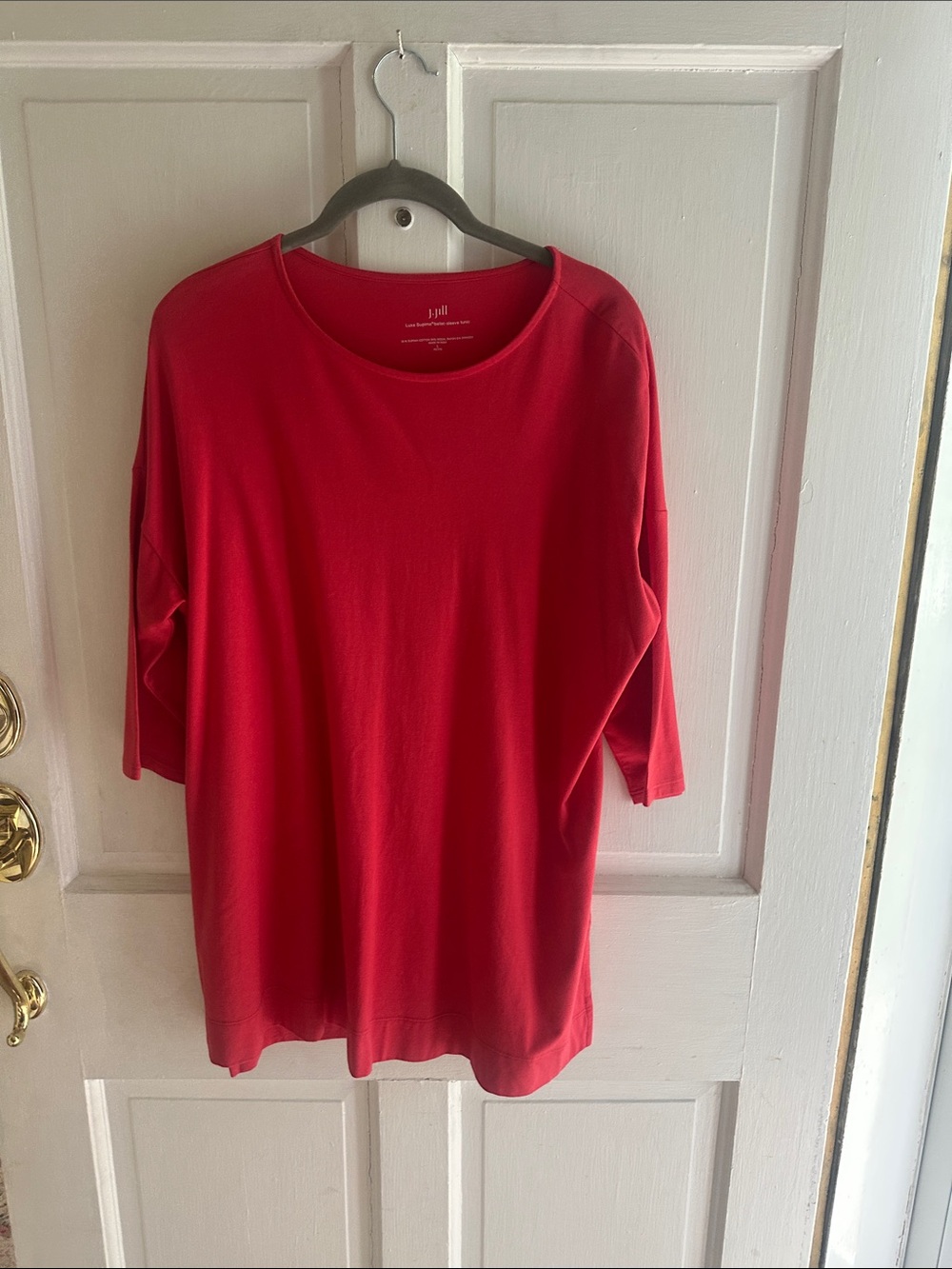 J. Jill Luxe Supima Ballet-Sleeve Tunic in Bright Red
